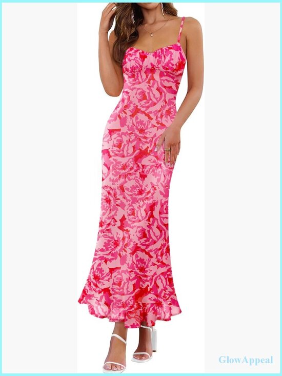 Dresses & Skirts - Sleeveless Floral Bodycon Maxi Dress Spaghetti Strap Wedding Guest 2026